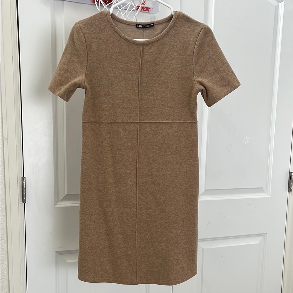 Zara Tan Short Sleeve Dress